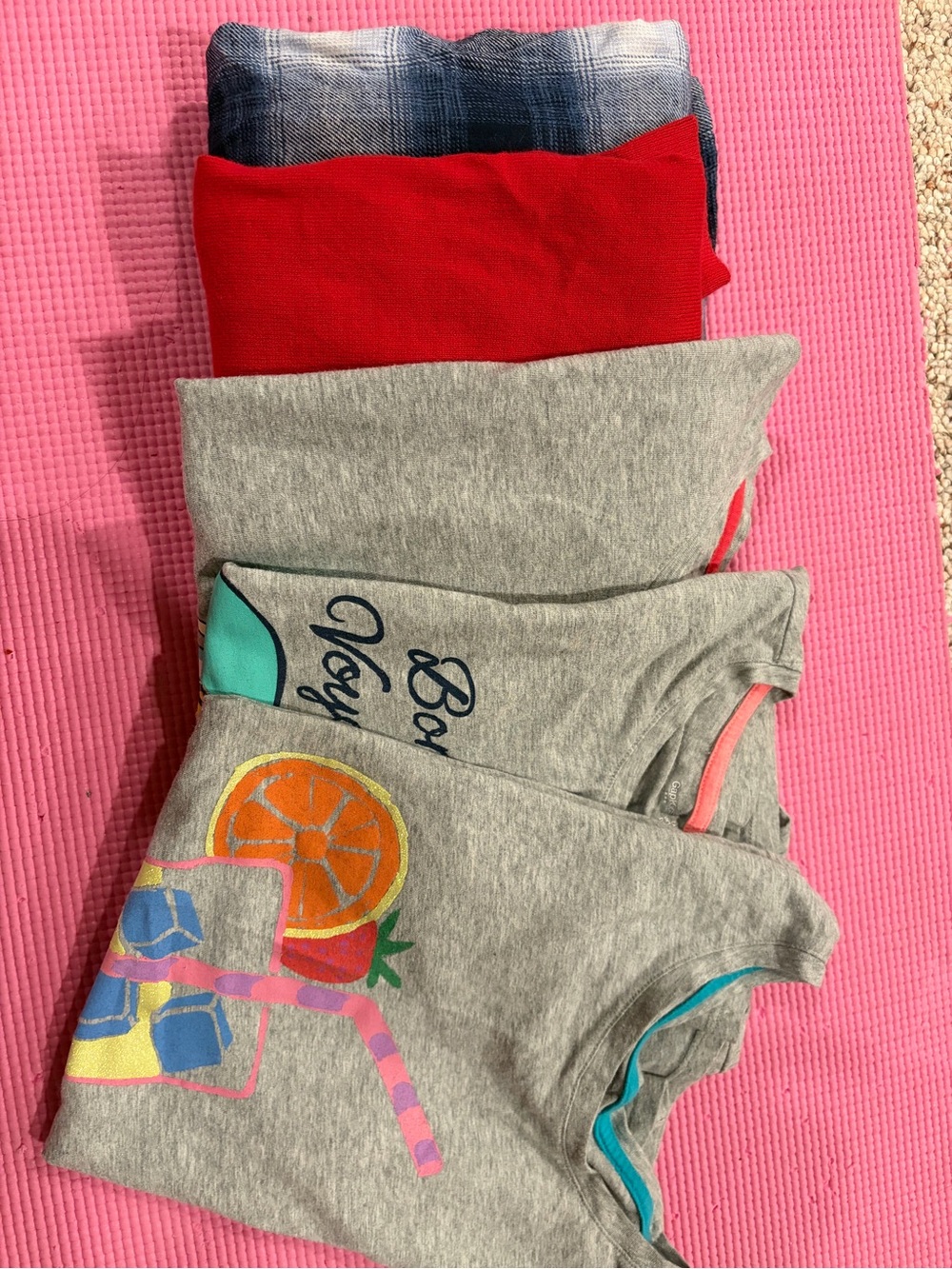 Girl short sleeve t-shirts and long sleeve shirts bundle in size 10-12